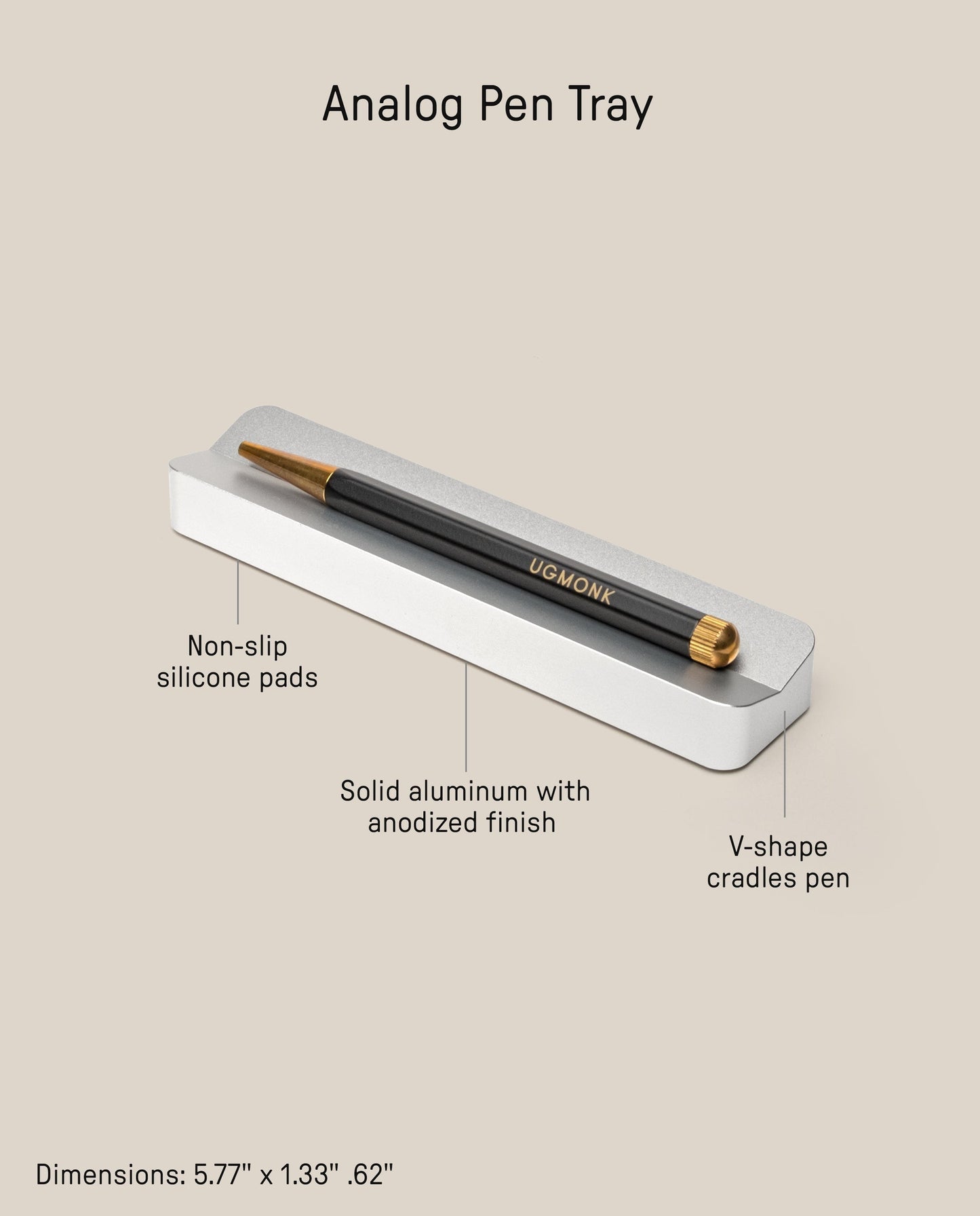Analog Pen Tray (Silver Aluminum)