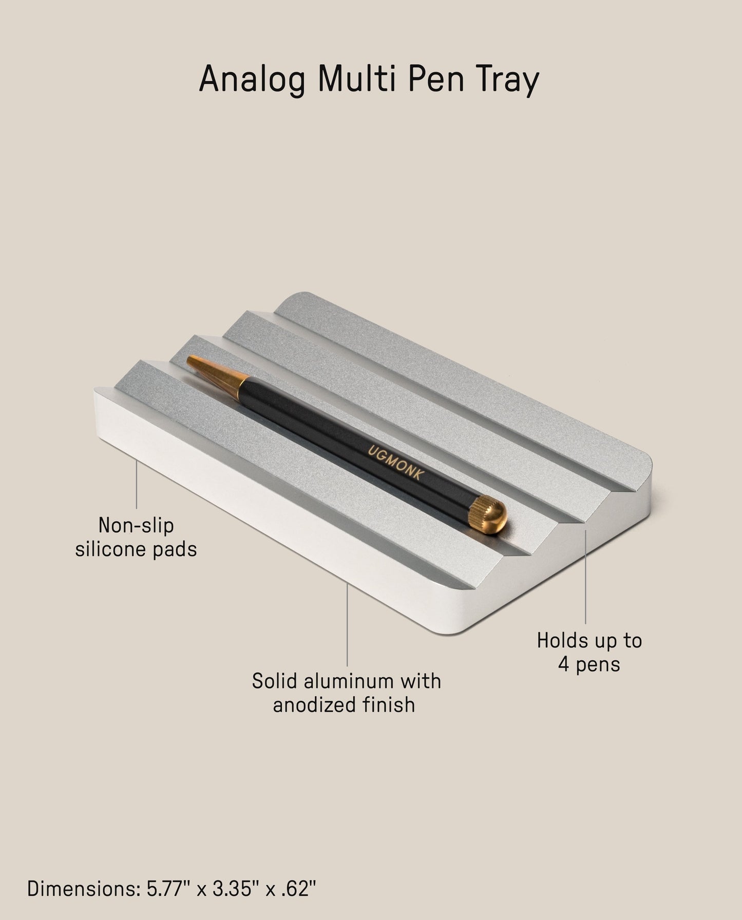 Analog Multi Pen Tray (Silver Aluminum)