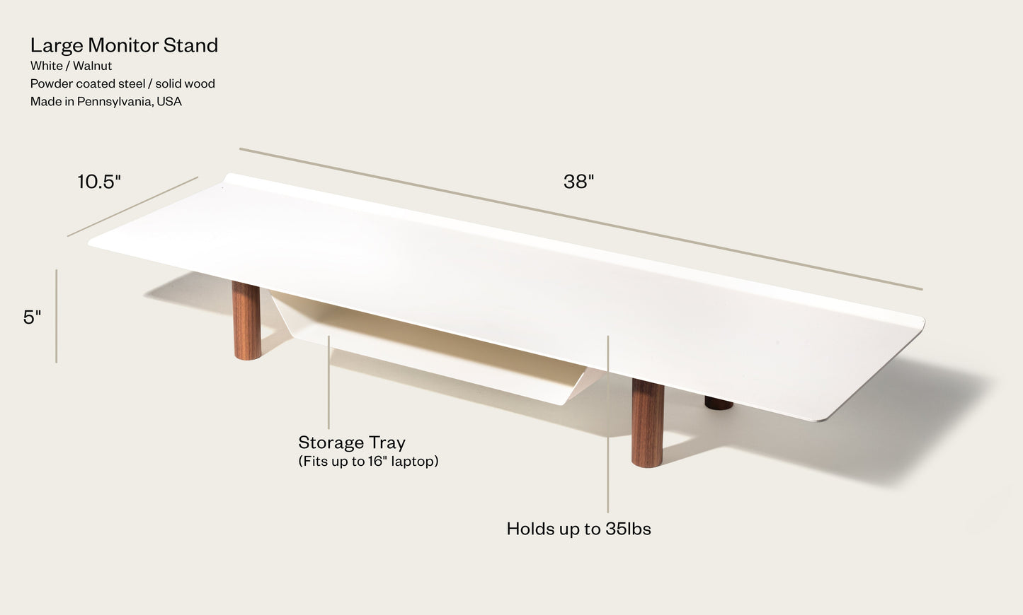 Gather Large Monitor Stand (White/Walnut)