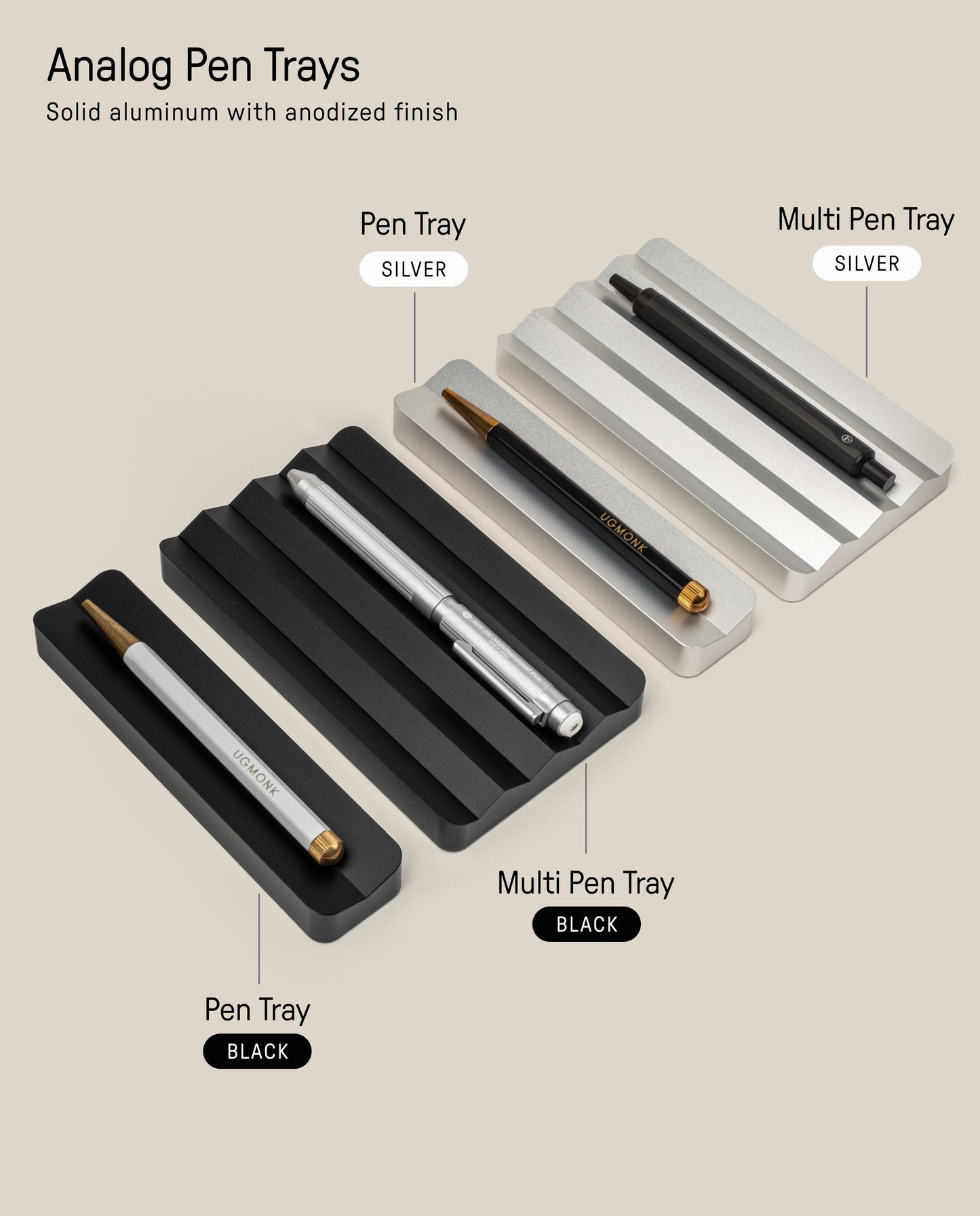 Analog Pen Tray (Silver Aluminum)