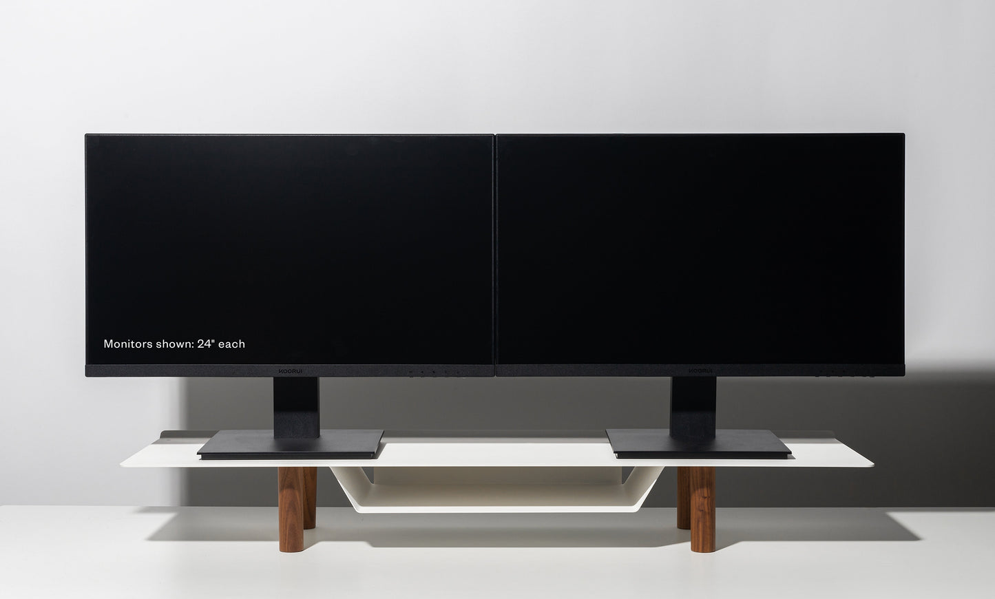 Gather Large Monitor Stand (White/Walnut)