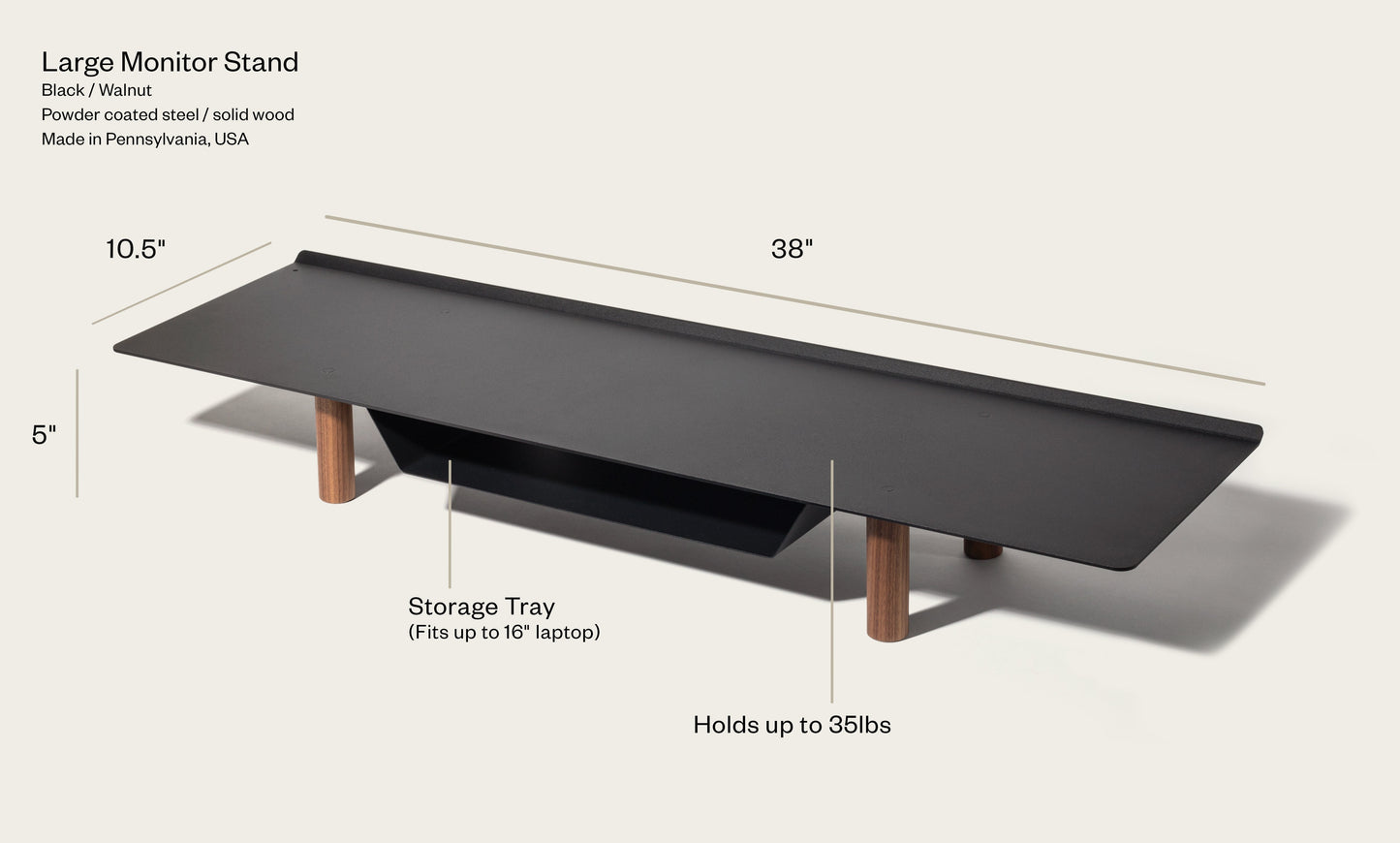 Gather Large Monitor Stand (Black/Walnut)