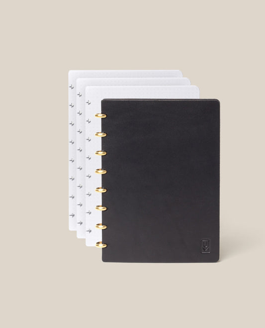 Discbound Heirloom Journal Bundle (Black Leather - Standard 6" x 8.5" + 3 Refills)