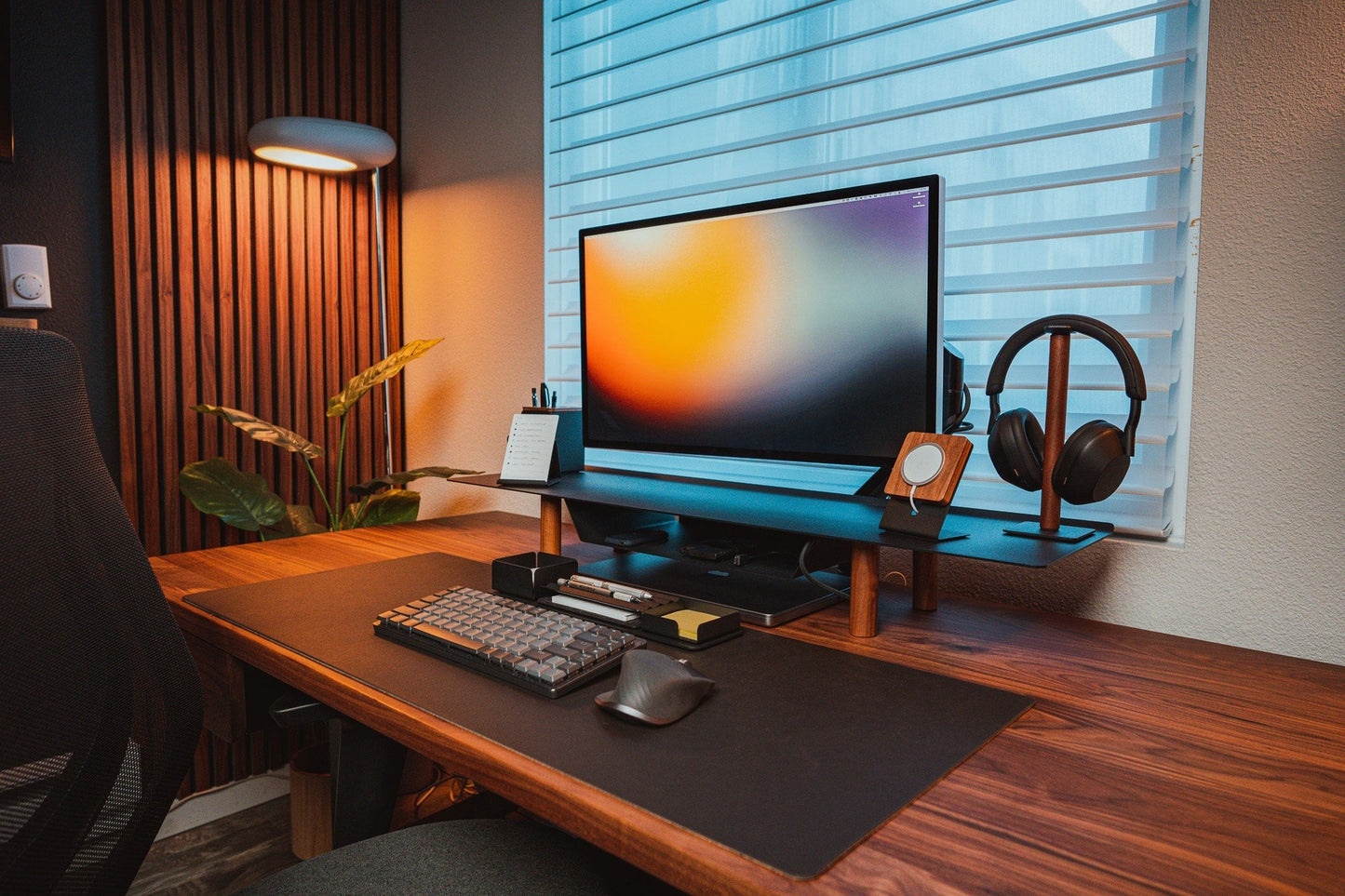 Gather Large Monitor Stand (Black/Walnut)